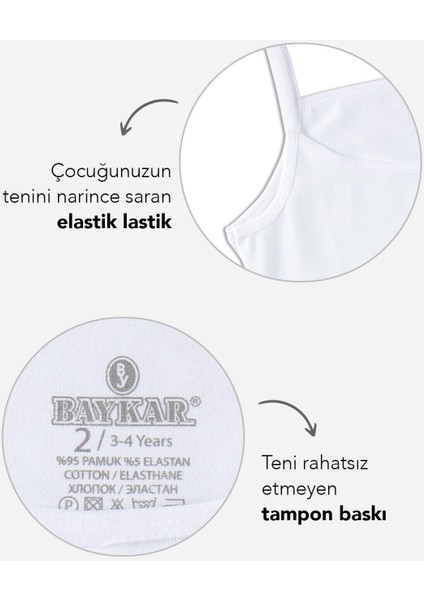 Kız Çocuk Pamuklu Ince Ip Askılı Düz Klasik Atlet 3'lü Paket Beyaz fiyatları