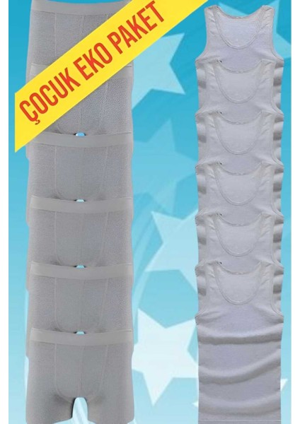 Erkek Çocuk Ikili Set Pamuklu Penye 6 Atlet 6 Boxer modelleri