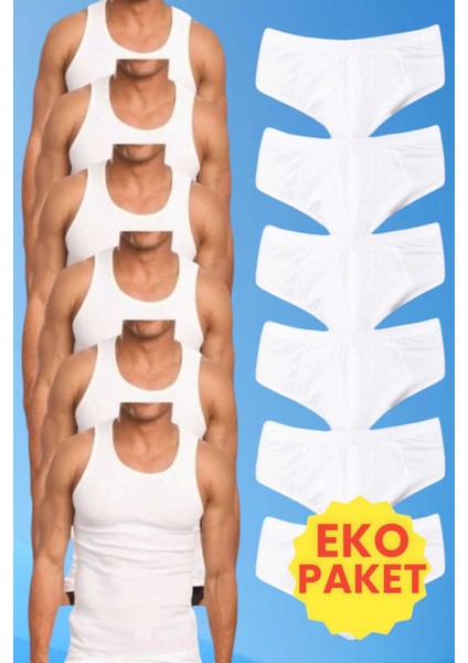 Erkek Pamuklu 6 Atlet 6 Slip Külot Set modelleri