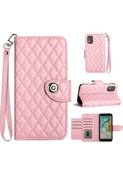 Nokia C02 Için Eşkenar Dörtgen Dokulu Pu Kılıf (Yurt Dışından)