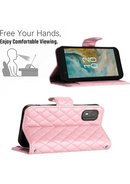 Nokia C02 Için Eşkenar Dörtgen Dokulu Pu Kılıf (Yurt Dışından) fırsatları