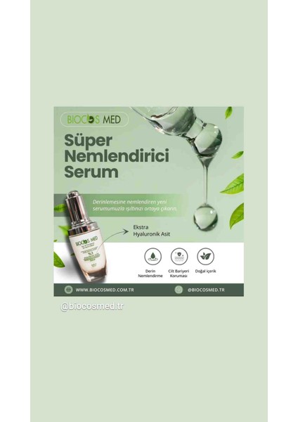 Biocosmed Süper Nemlendirici Serum %3 Atelocollagen ve %3 Hyaluronik Asit Derinlemesine Nemlendirme