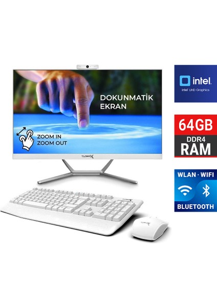 Taxpro1 I5 12450H 64GB Ddr4 1tb SSD 23.8 Inç Fhd Dokunmatik Bt Webcam Wifi All In One Pc