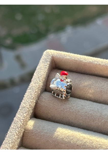 Uzayda Noel Baba Charm / Gümüş Kaplama