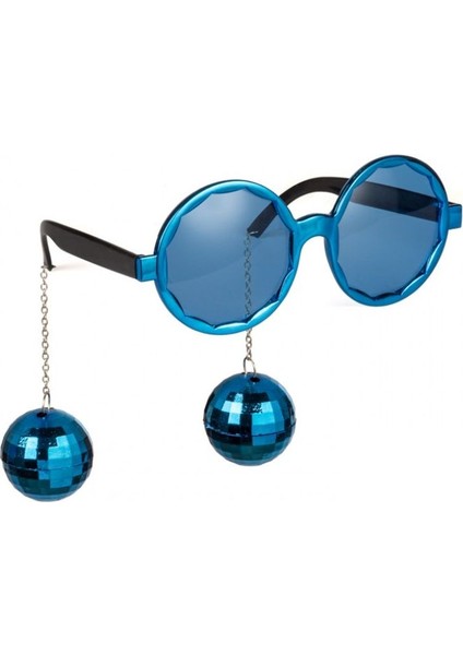 Mavi Renk Disko Toplu Küpeli Parlak Yılbaşı Parti Gözlüğü