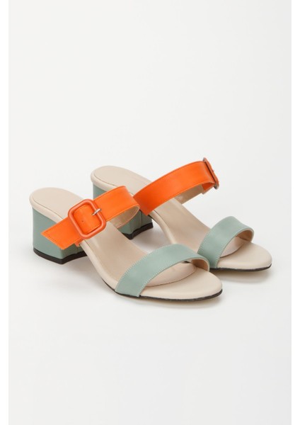 Brons Seri Günlük Kullanım Tokalı Kadın Topuklu Terlik modelleri