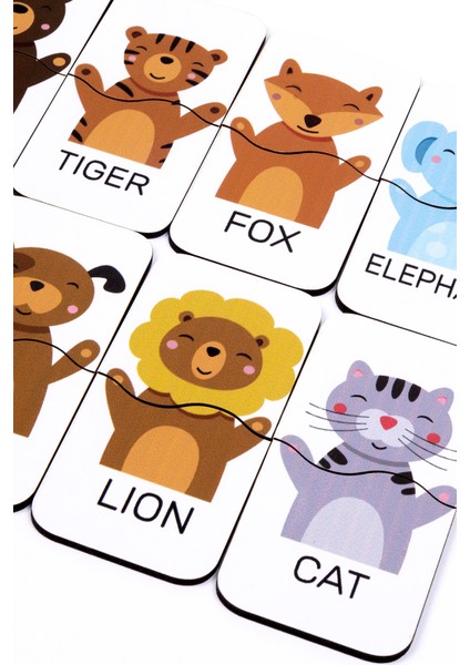 Erken Yaş Ingilizce Öğrenimi Için Şirin Hayvan Puzzle Seti