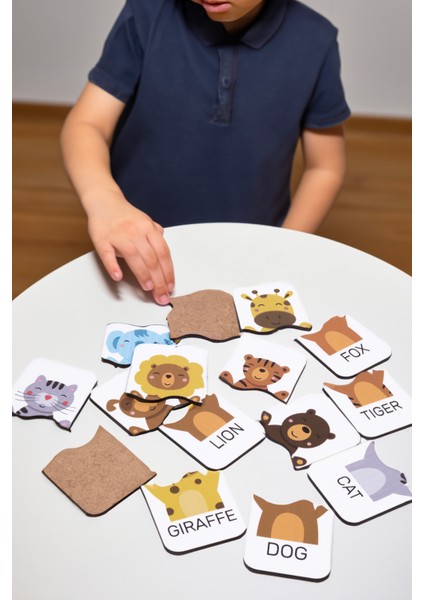 Erken Yaş Ingilizce Öğrenimi Için Şirin Hayvan Puzzle Seti