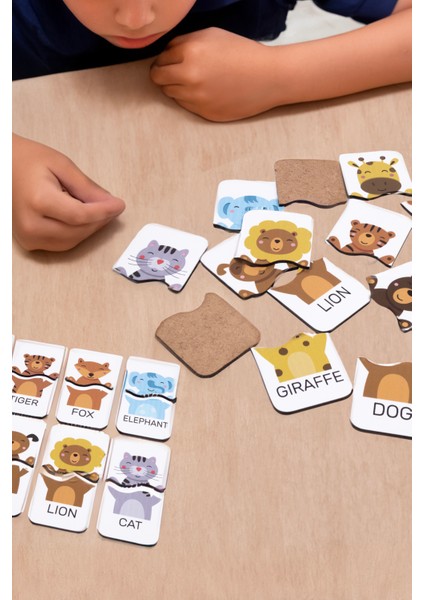 Erken Yaş Ingilizce Öğrenimi Için Şirin Hayvan Puzzle Seti