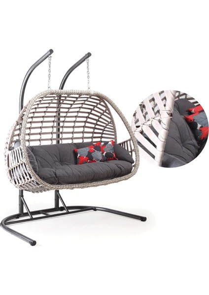 Oylat Çiftli Rattan Bahçe Salıncağı | Balkon Salıncağı