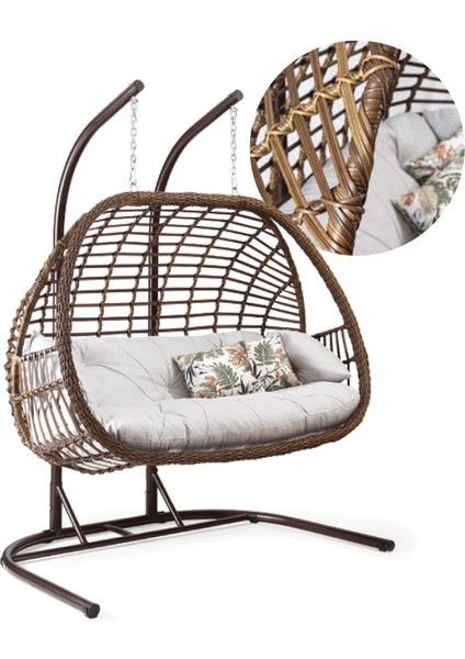 Oylat Çiftli Rattan Bahçe Salıncağı | Balkon Salıncağı