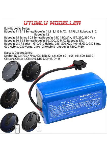 Eufy Robovac 11S Max Batarya 14.4V 3200MAH Akıllı Robot Süpürge Pili