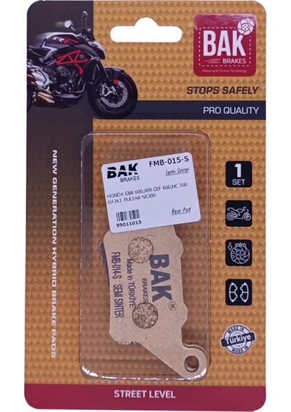 Bajaj Dominar 400, Pulsar 200 Ns, Bmw F650 Gs, Ducatı, Honda Cb 500. Arka Fren Balatası Yarı Sinter Kalite