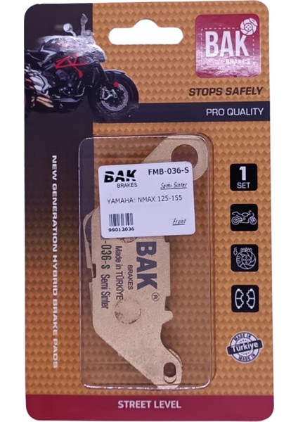 Bak Brakes Fmb-036-S Yamaha Nmax 125/155 Ön Fren Balatası Yarı Sinter Kalite