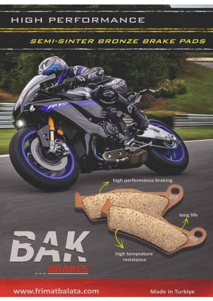 Bak Brakes Fmb-036-S Yamaha Nmax 125/155 Ön Fren Balatası Yarı Sinter Kalite
