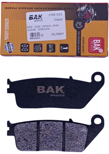 Bak Brakes Fmb-011 Bmw C600, Yamaha Xmax 250, Honda Cbr 250 R, Benelli Leoncino 500, Trk 502. Kymco Grand Dınk 125. Suzuki Innezuma 250, V-Strom 250. Ön Fren Balatası Organik Kalite
