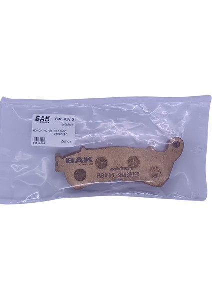 Bak Brakes Fmb-018-S Honda Nc700 S Abs, Nc700 X, Nt700 V, Xl700 V. Suzuki Uh 200 Burgman, C1800 Rt. Ön Fren Balatası Yarı Sinter Kalite