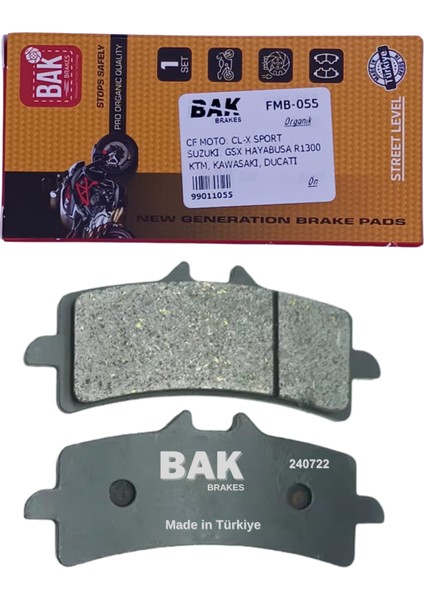 Bak Brakes Fmb-055 Suzuki Gsx-R Hayabusa R1300. Kawasaki Ninja Zx-10Rr. Ducati Panigale V4 S Ktm 690 Duke R Ön Fren Balatası Organik Kalite