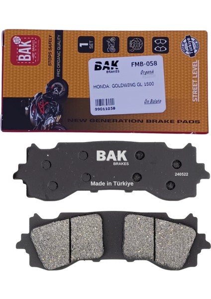 Bak Brakes Fmb-058 Honda Gl 1800 Goldwing (2018-2022) Ön Fren Balatası Organik Kalite