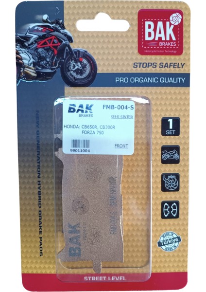 Bak Brakes Fmb-004-S Honda Crf 1000L Africa Twin, Cb 125R, Cb650R,Cbr 250R Ön Fren Balatası Yarı Sinter Kalite