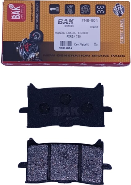 Bak Brakes Fmb-004 Honda Crf 1000L Africa Twin, Cb 125R, Cb650R,Cbr 250R Ön Fren Balatası Organik Kalite