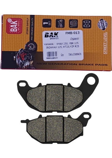 Bak Brakes Fmb-013 Yamaha Xmax 250, Ybr 125, Ironmax 125 , Mt 25(2015-2022), Yzf R25(2014-2022). Ön Fren Balatası Organik Kalite