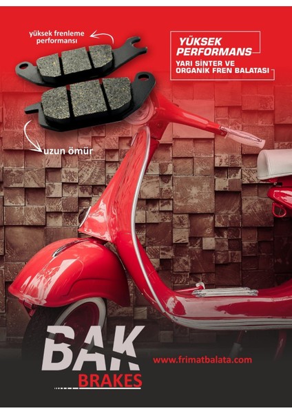 Bak Brakes Fmb-034 Yamaha Ybr 125 / Yamaha Xmax 300, Nmax 155,250 Arka Fren Balatası Organik Kalite