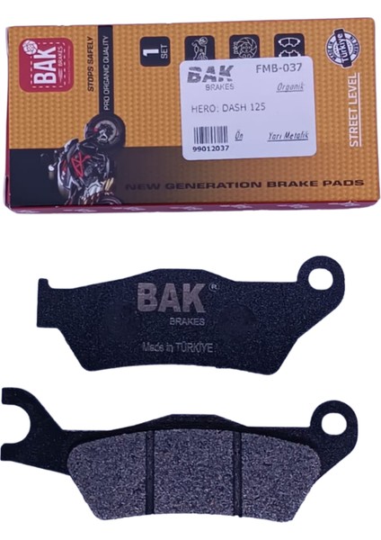 Bak Brakes Fmb-037 Hero Dash 125 (2022-2023) Ön Fren Balatası Organik Kalite