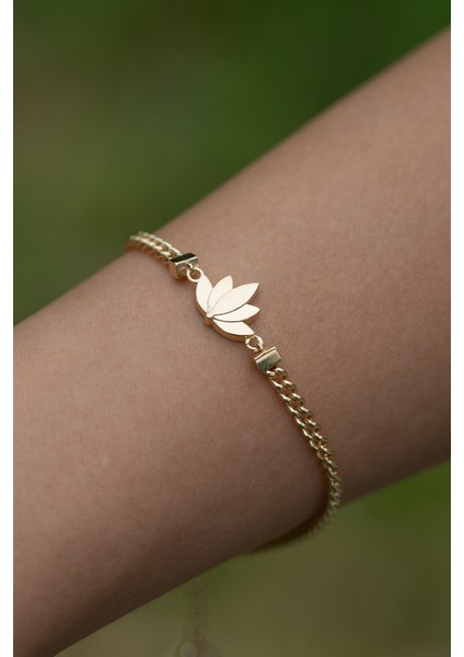 Gurmet Zincir Lotus Altın Bileklik CGKBLK0163