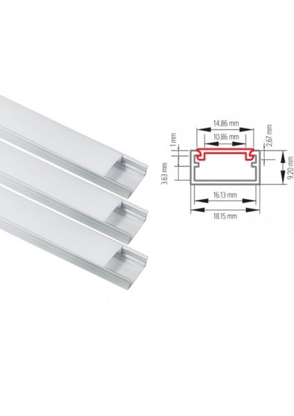 Alüminyum LED Kanalı LED Profili ve Beyaz Üst Kapağı 3x1 Metre Boş Kasa 724-01 fiyatları