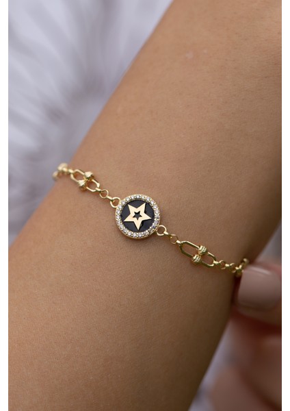 Dorikalı Ataç Zincirli Yıldız Altın Bileklik CGKBLK0158 modelleri