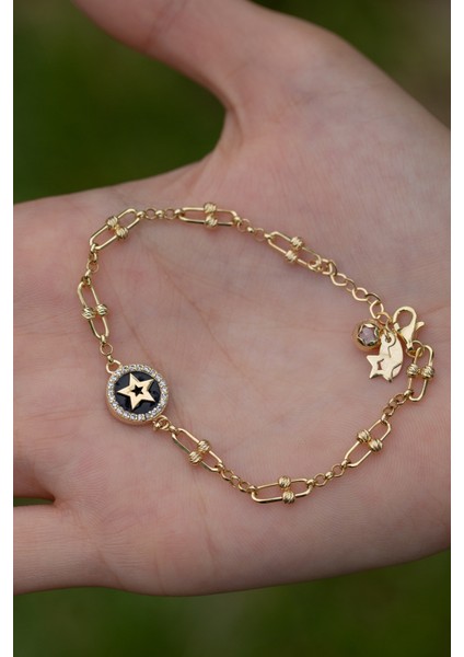 Dorikalı Ataç Zincirli Yıldız Altın Bileklik CGKBLK0158 fırsatları