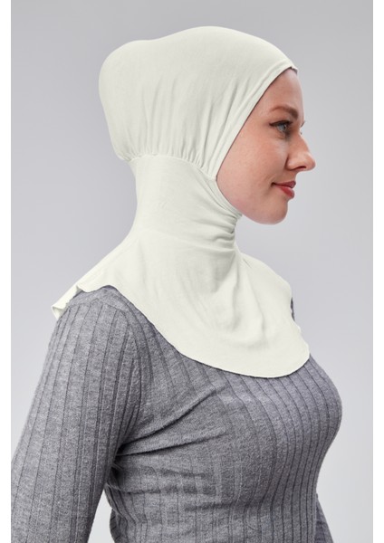 Sonbahar Moda Tesettür Penye Sporcu Boyunluk Hijab Bone S200 Ekru