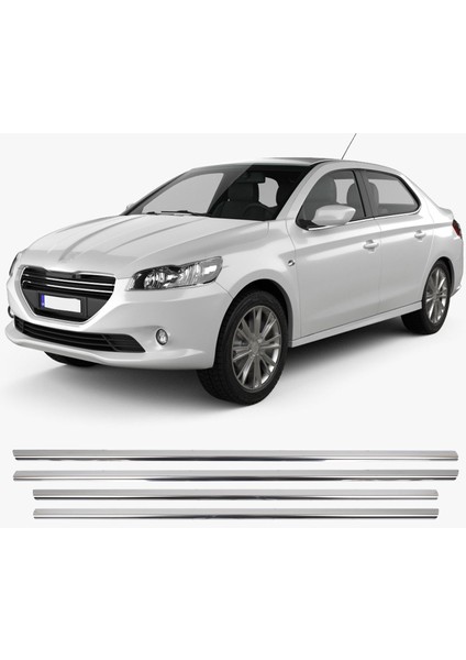 Peugeot 301 Krom Cam Çıtası 4 Parça Paslanmaz Çelik