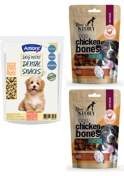 Diş Sağlığı Ağız Kokusu Mini-Dental Atıştırmalık Köpek Ödülü, 2 x Tavuk Etli Taneli Snacks