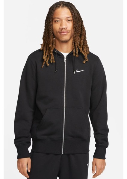 Silver Full Zip Mens Hoodie Kapüşonlu Fermuarlı Siyah Sweatshirt