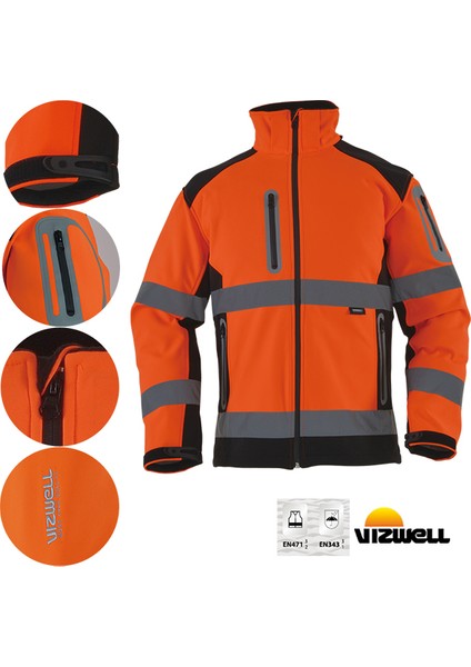 Softshell Reflektörlü İki Renkli Mont - VWJK177