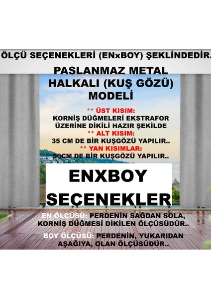 Balkon Perdesi Lüx Enxboy Seçenekli ( Kuşgözlü ) Bej Düz Yağmur Geçirmez-