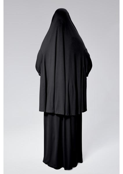 Kadın Iki Parça Namaz Elbisesi Başörtülü Organik Pamuklu Lastikli Kolu Kaymaz Etek Penye Tesettür Siyah fiyatları