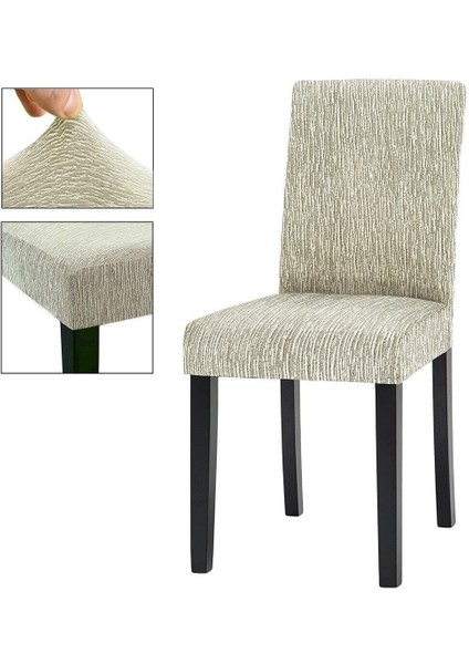 Jakarli Sandalye Örtüsü Çubuk Desen Yüksek Esnekli Sandalye Kılıfı( 6 Adet)