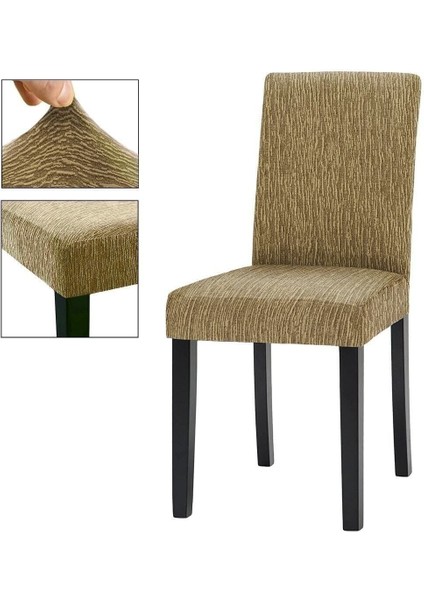 Jakarli Sandalye Örtüsü Çubuk Desen Yüksek Esnekli Sandalye Kılıfı( 6 Adet)