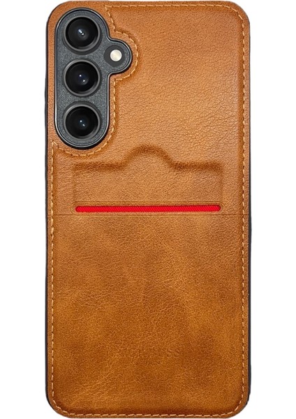 Samsung Galaxy A24 Kartlıklı Rich Boss Lüx Deri Kılıf Açık Kahve