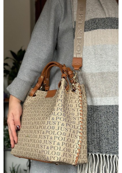 Kadın Örgülü 4 Bölmeli Omuz Çantası ve El Çantası 2180-GD modelleri