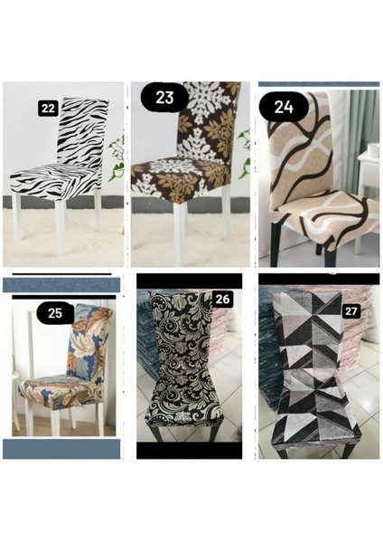 Çiçek Desenli Dijital Kadife Kumaş Standart Sandalye Kılıfı 6 Adet Örtü Kırmızı Renk indirimleri