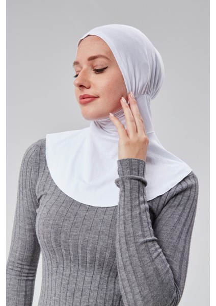 Tesettür Penye Sporcu Boyunluklu Hijab Bone S200 Beyaz