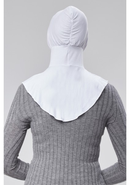 Tesettür Penye Sporcu Boyunluklu Hijab Bone S200 Beyaz