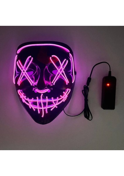 Halloween Maske Neon Mor Işıklı