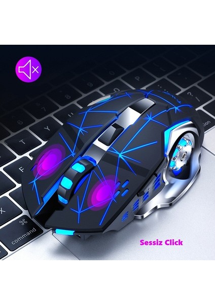 RX-GM809 Gaming Wireless Rgb Oyuncu Mouse Şarjlı Pilsiz Sessiz Click