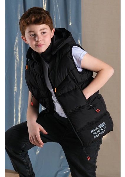 Unisex Kız-Erkek Çocuk Çıkarılabilir Kapüşonlu Şişme Yelek Trend Ürün Okul Su Geçirmez