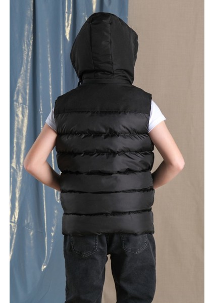 Unisex Kız-Erkek Çocuk Çıkarılabilir Kapüşonlu Şişme Yelek Trend Ürün Okul Su Geçirmez